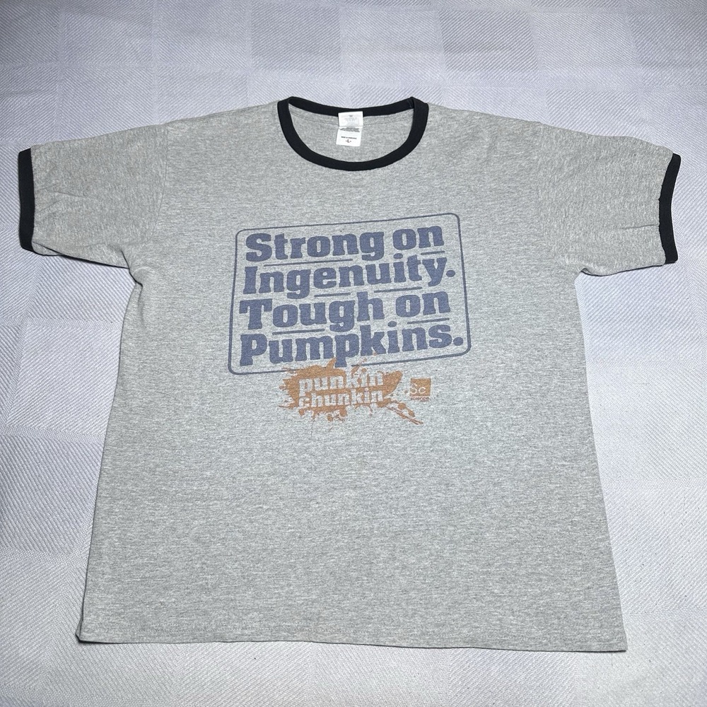 Science Channel Punkin Chunkin Competition Heather Gray Ringer T-Shirt Sz Large